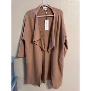 SNDYS Elura Coatigan Camel Draped Open Front Cardigan Sweater‎ S/M